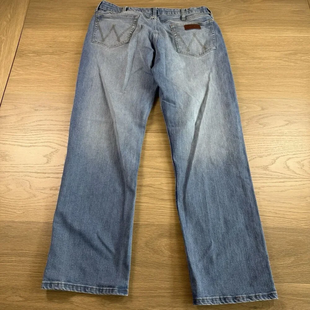 Wrangler Jeans Men 36x34 20X Style 01 Competition Relaxed Fit Flex Blue Denim